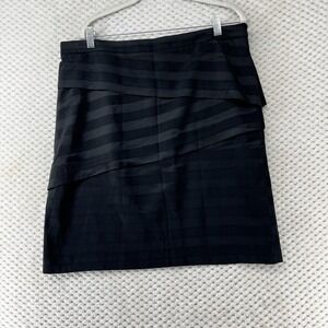 J.McLaughlin Black Skirt Tiered Striped Career‎ Party Cocktail Quiet Luxury 14